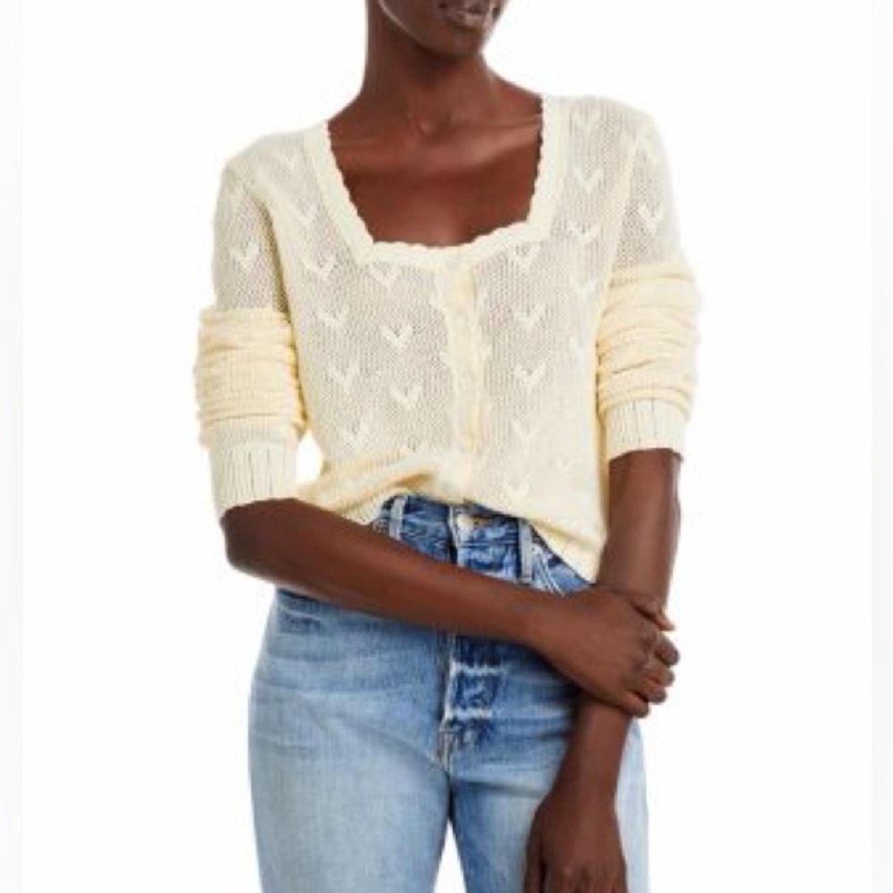 EUC Love Shack Fancy Venice Cream Cardigan Sweater Small